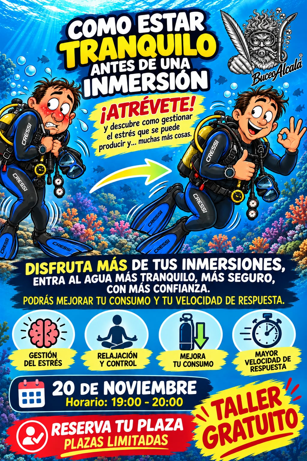 Como estar tranquilo antes de una inmersión.